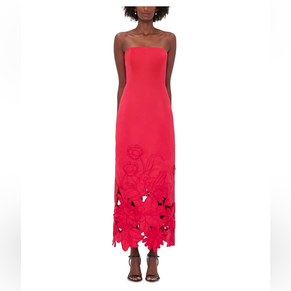 Leo Lin Rayna Appliqué Bustier Maxi Dress Rose Bright Pink Size 2 NWT - Picture 4 of 5
